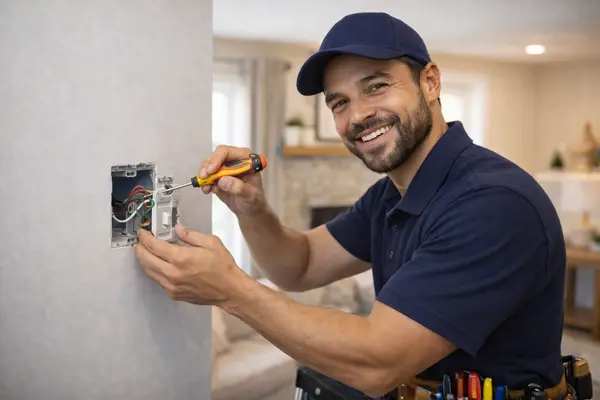 an electrician installing an electrical switch from Electrician Richardson TX in Richardson, TX - Electrical lighting upgrades